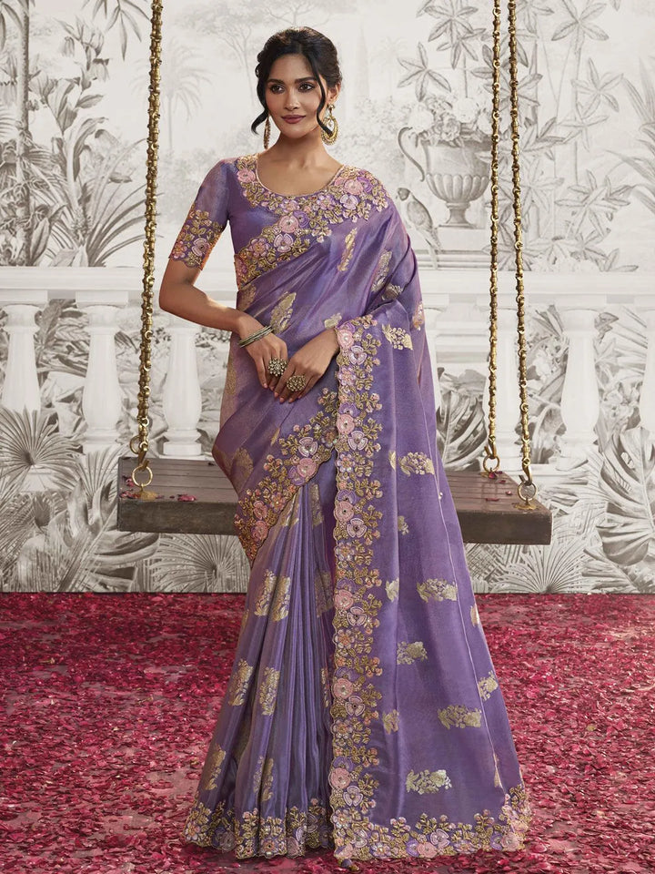 Purple Embroidered Women's Designer Wedding Wear - VJV Now