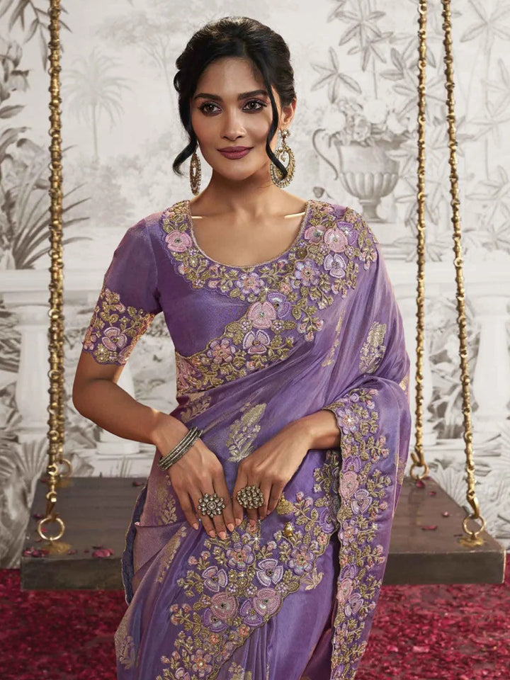 Purple Embroidered Women's Designer Wedding Wear - VJV Now