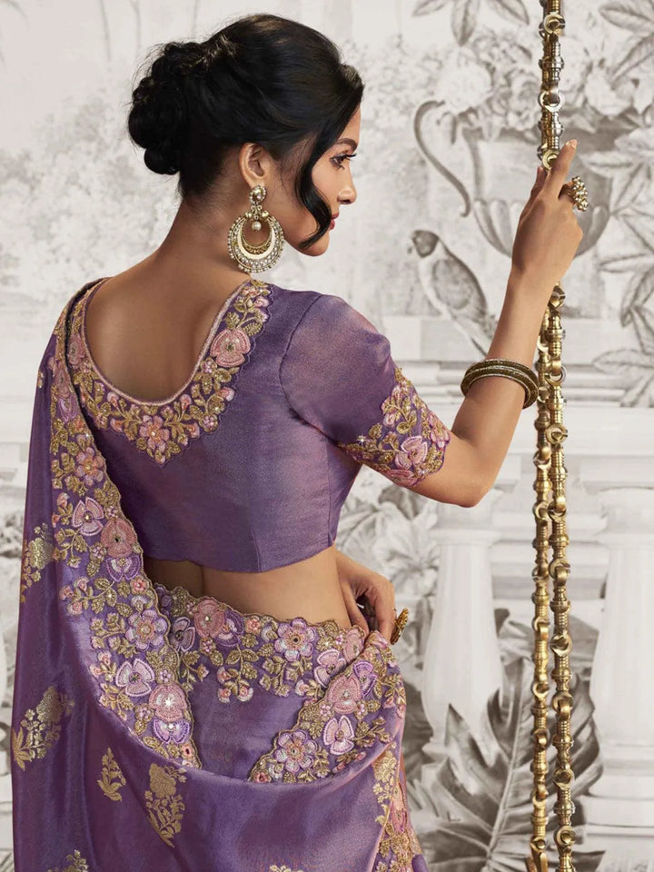 Purple Embroidered Women's Designer Wedding Wear - VJV Now