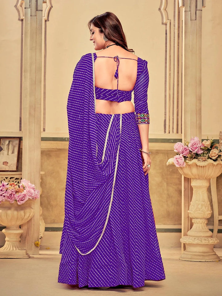 Purple Lahariya Georgette Choli with Embroidery & Mirror Work - Perfect for Navratri - VJV Now