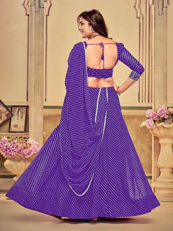 Purple Lahariya Georgette Choli with Embroidery & Mirror Work - Perfect for Navratri - VJV Now