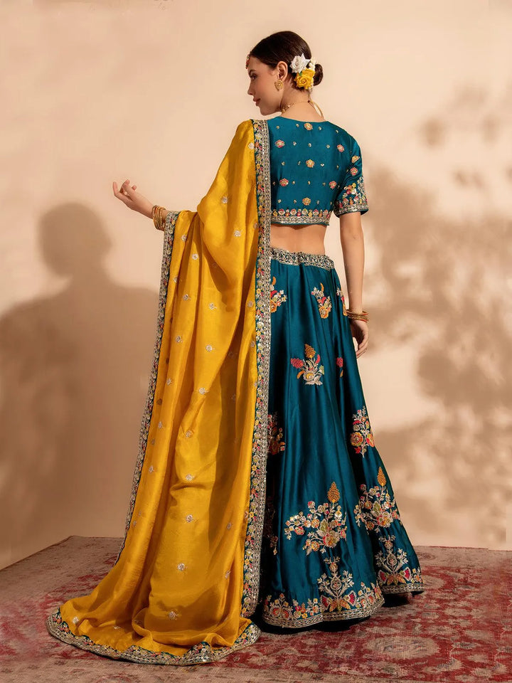 Rama Green Bridal Lehenga Choli with Premium Zari & Sequance Work for weeding wear - VJV Now