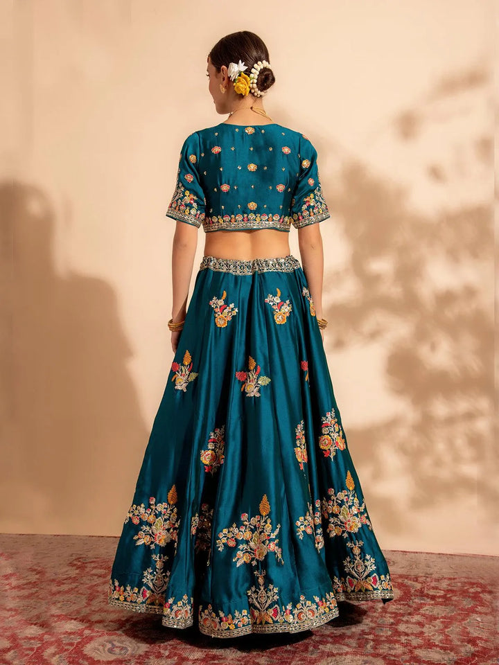 Rama Green Bridal Lehenga Choli with Premium Zari & Sequance Work for weeding wear - VJV Now