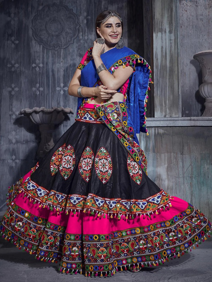 Red Silk Thread Embroidered Navratri Lehenga Choli - VJV Now