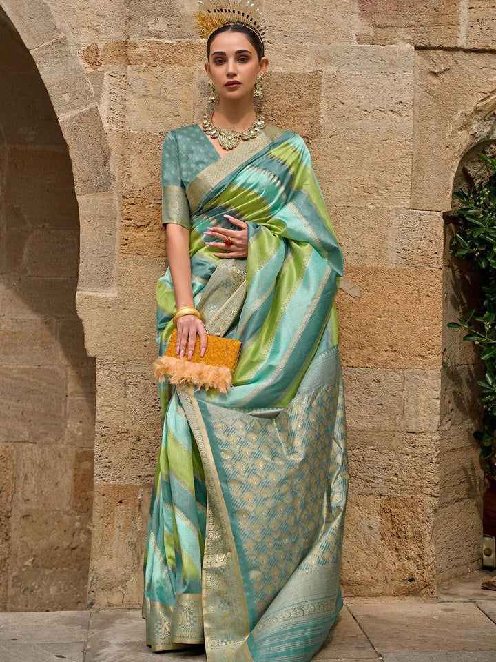 Sea Green Art Silk Zari Work Saree Designer Wear - VJV Now