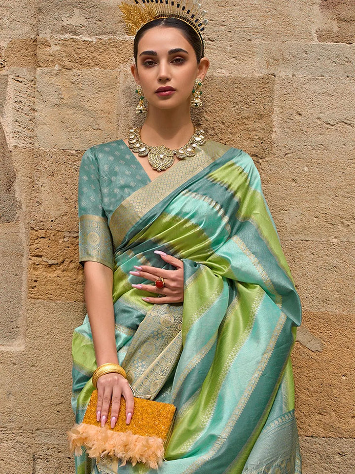 Sea Green Art Silk Zari Work Saree Designer Wear - VJV Now