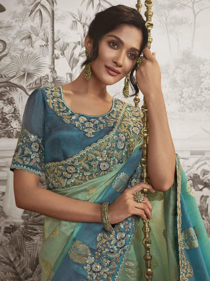 Sea Green Embroidered Women's Designer Wedding Wear - VJV Now