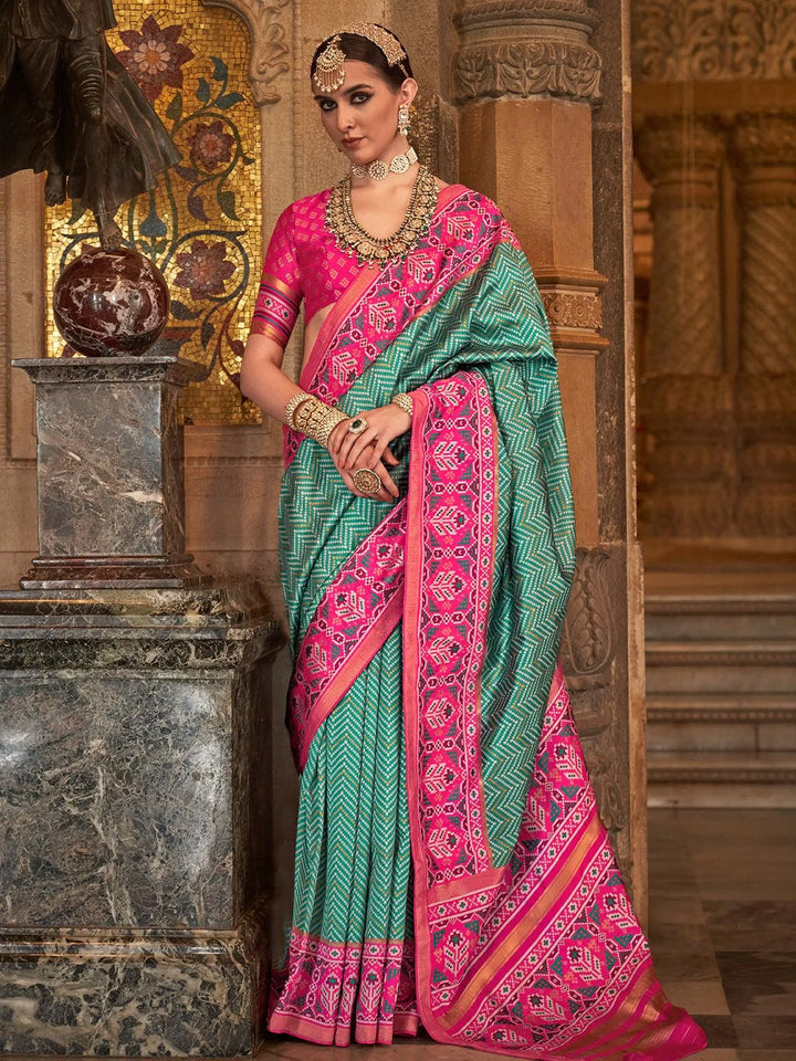 Sea Green Printed Design Soft Silk Saree - VJV Now