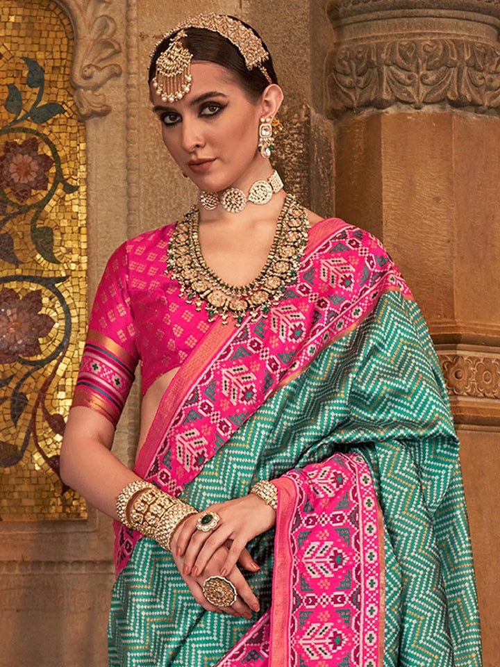 Sea Green Printed Design Soft Silk Saree - VJV Now