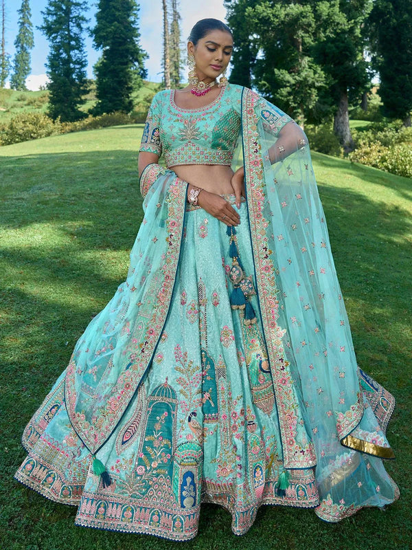 Sky Blue Embroidered Work Traditional Designer Wear Lehenga Choli - VJV Now