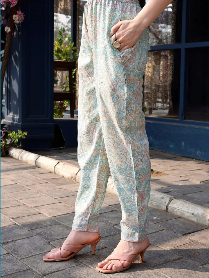 Sky Blue Paisley Printed Designer Ready To Wear Co-Ords Sets - VJV Now