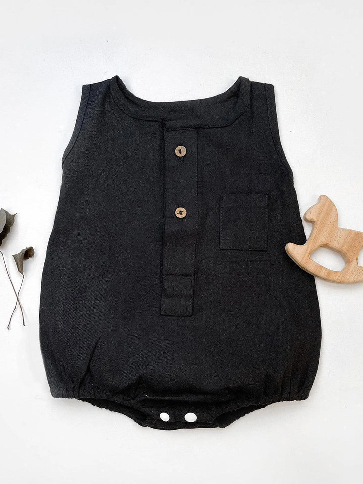 Space Black Pure Cotton Baby Unisex Bubble Romper - VJV Now