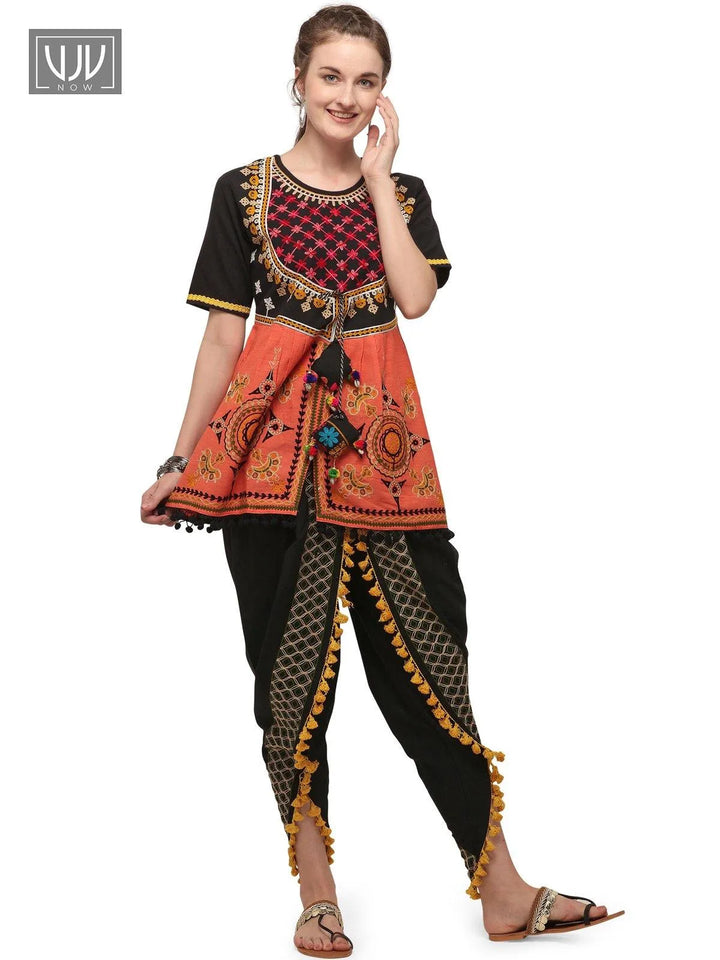 Stunning Black Color Khadi Cotton Festive Wear Kedia Set - VJV Now