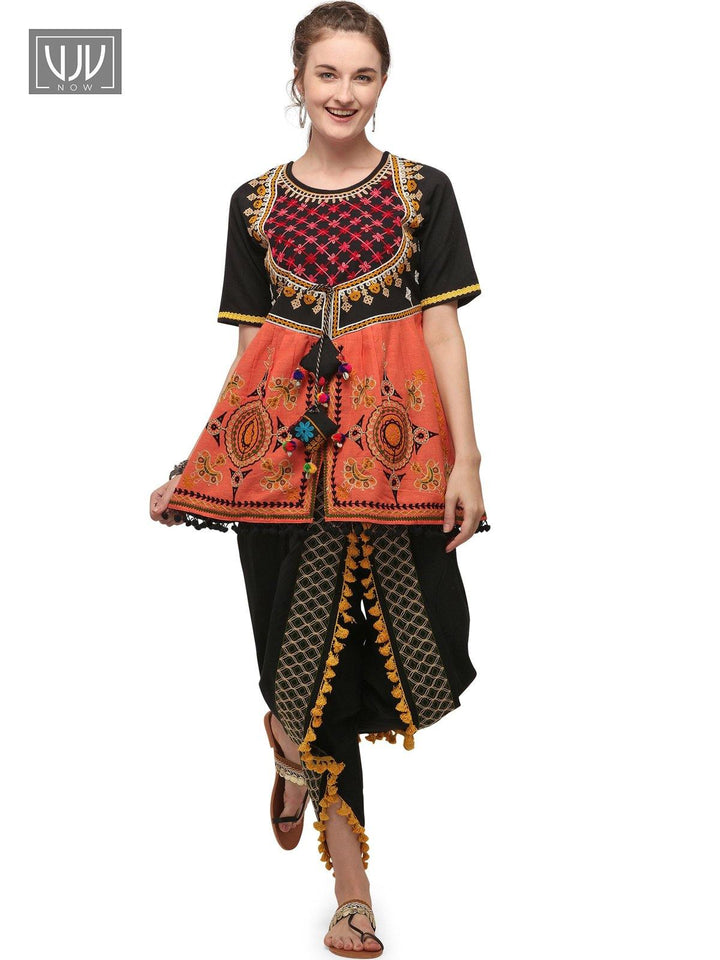 Stunning Black Color Khadi Cotton Festive Wear Kedia Set - VJV Now