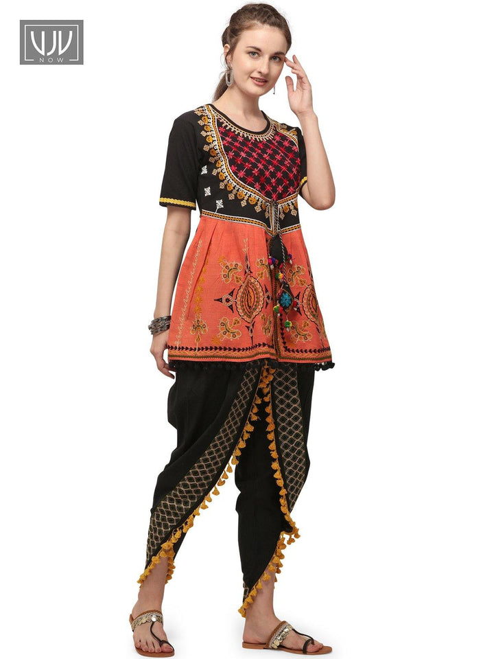 Stunning Black Color Khadi Cotton Festive Wear Kedia Set - VJV Now