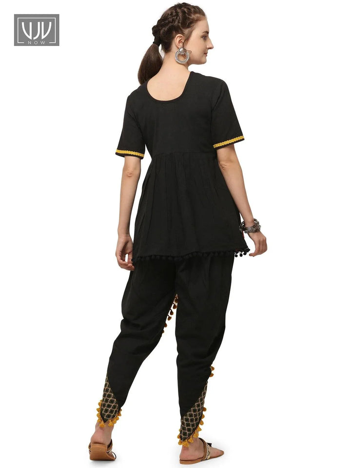 Stunning Black Color Khadi Cotton Festive Wear Kedia Set - VJV Now