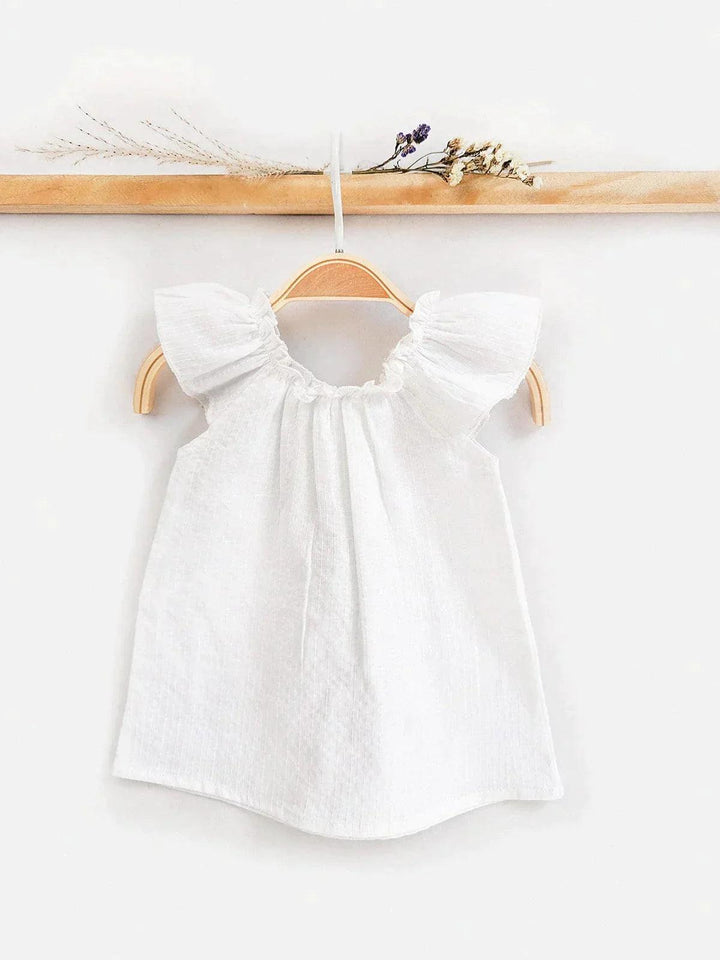 Tiny Tulip Cotton Baby Girls' Outfit with Frilled Shoulders - VJV Now