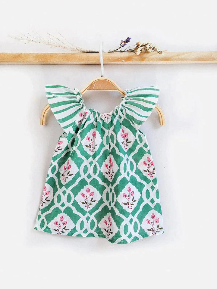 Tiny Tulip Cotton Baby Girls' Outfit with Frilled Shoulders - VJV Now