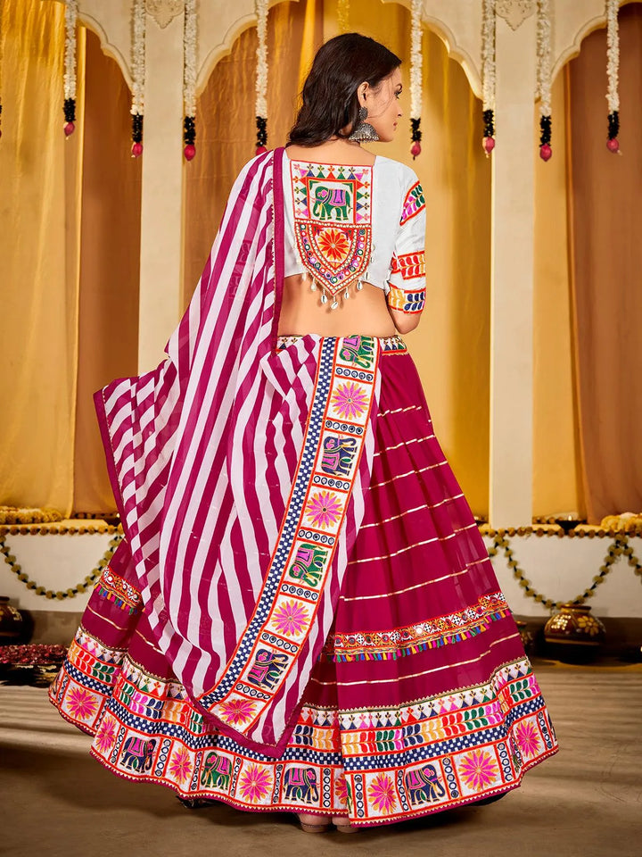 Trendy Pink Navratri Lehenga Choli Set With Embroidered Georgette Work - VJV Now