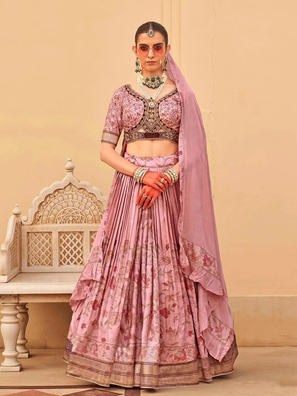 Trendy Pink Sequence Work Lehenga Choli Set with Net dupatta for Weeding - VJV Now