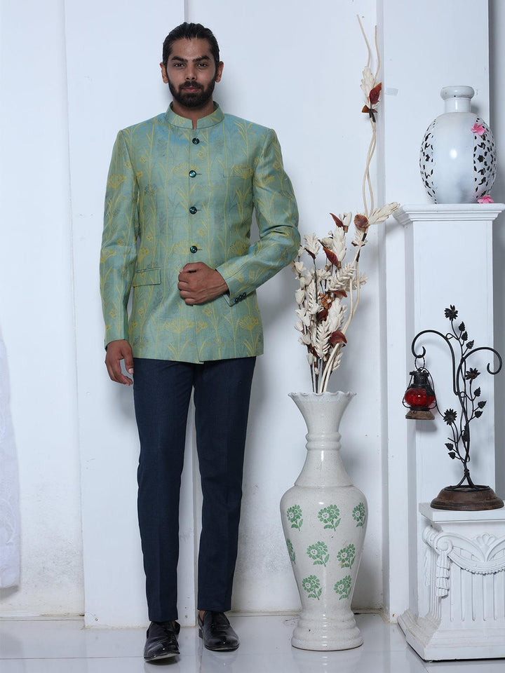 Trendy Sea Green Color Cotton Men's Designer Jodhpuri Suit - VJV Now