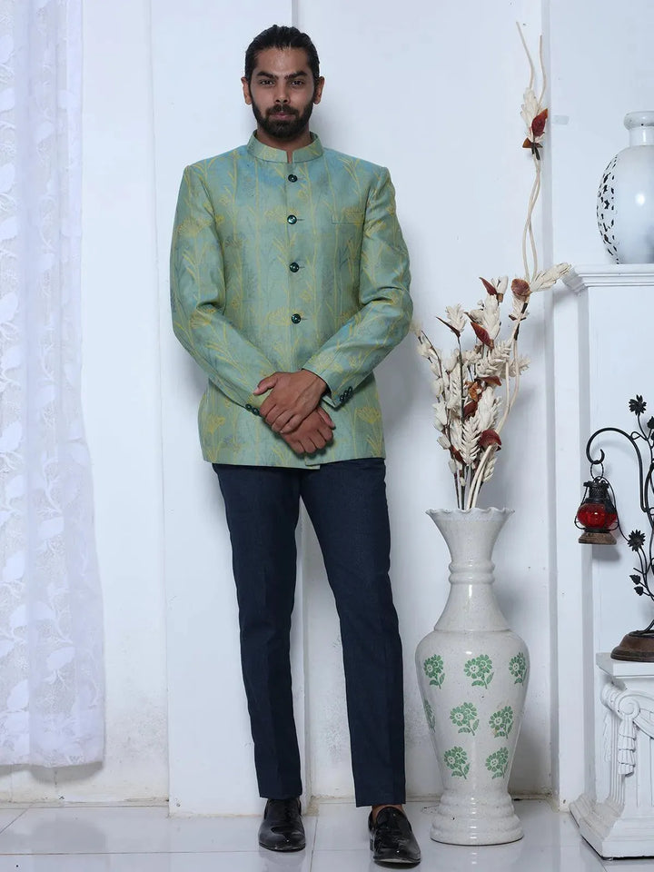 Trendy Sea Green Color Cotton Men's Designer Jodhpuri Suit - VJV Now