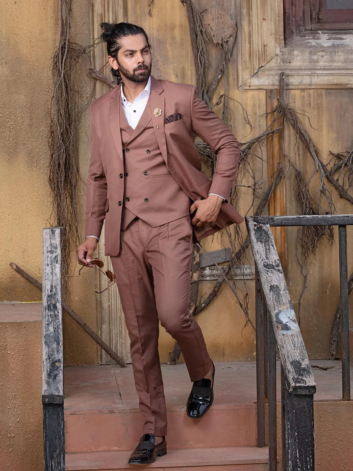 Unique Light Brown Color Men's Single Breasted Designer Suit - VJV Now