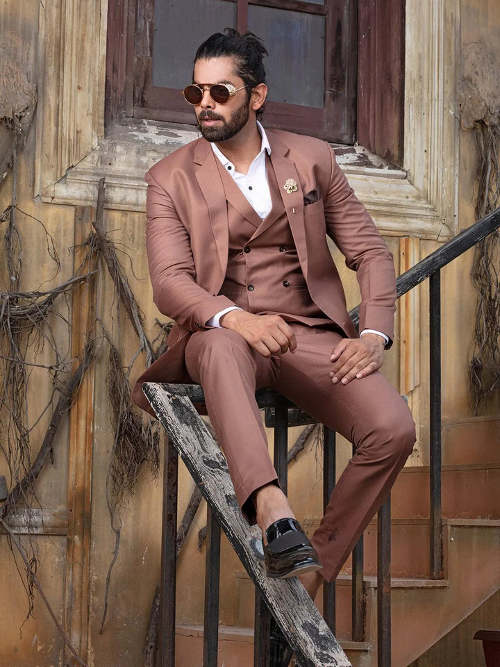 Unique Light Brown Color Men's Single Breasted Designer Suit - VJV Now