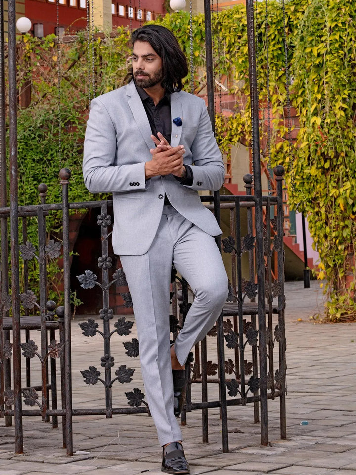 Unique Light Grey Color Men's Single Breasted Designer Suit - VJV Now