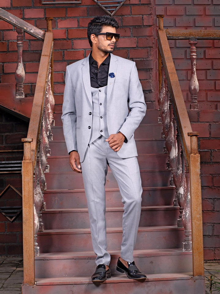 Unique Light Grey Color Men's Single Breasted Designer Suit - VJV Now