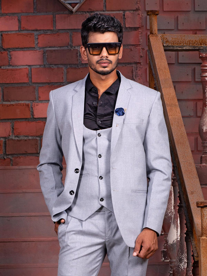 Unique Light Grey Color Men's Single Breasted Designer Suit - VJV Now