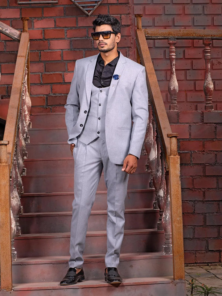 Unique Light Grey Color Men's Single Breasted Designer Suit - VJV Now