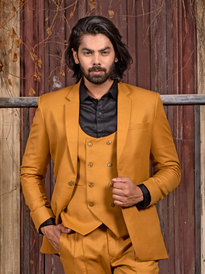 Unique Mustard Color Men's Single Breasted Blazer - VJV Now