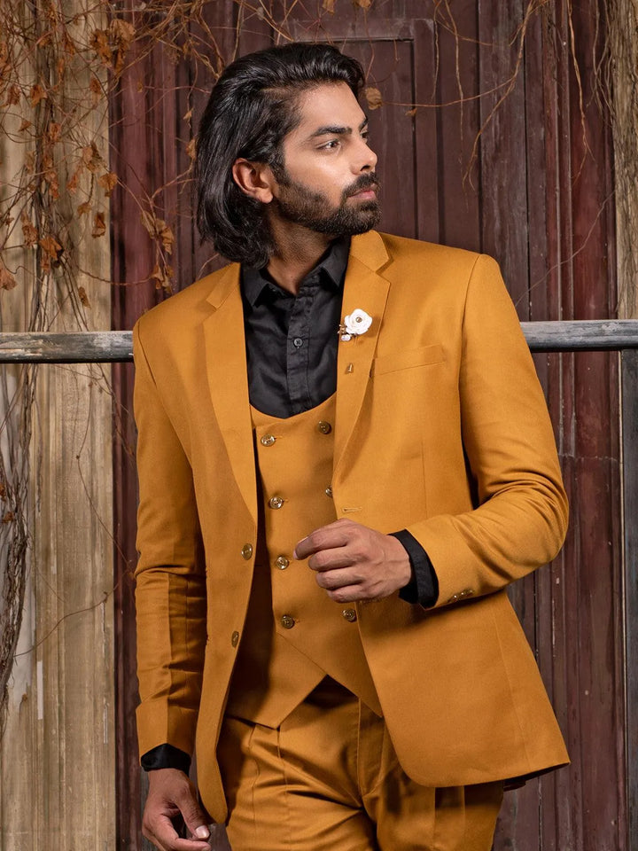 Unique Mustard Color Men's Single Breasted Blazer - VJV Now