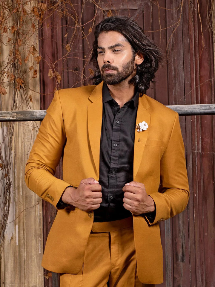 Unique Mustard Color Men's Single Breasted Blazer - VJV Now