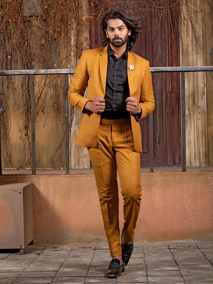 Unique Mustard Color Men's Single Breasted Blazer - VJV Now