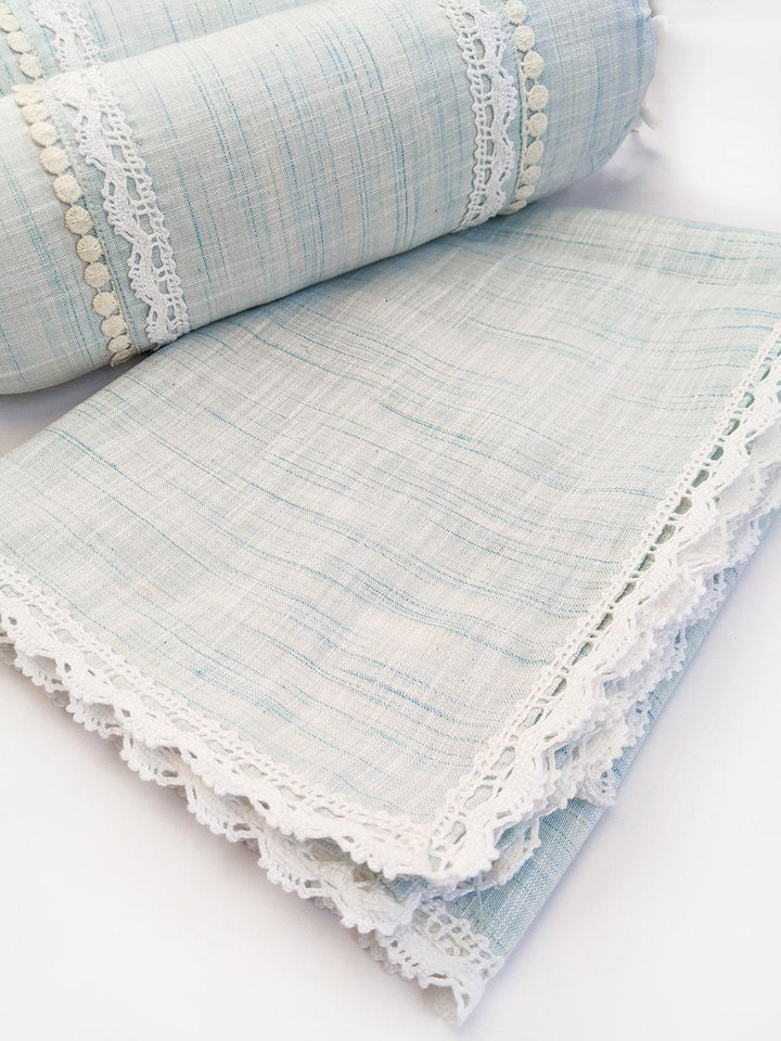 Washed Organic Cotton Newborn Baby Seagreen Blanket and Bolster Set - VJV Now