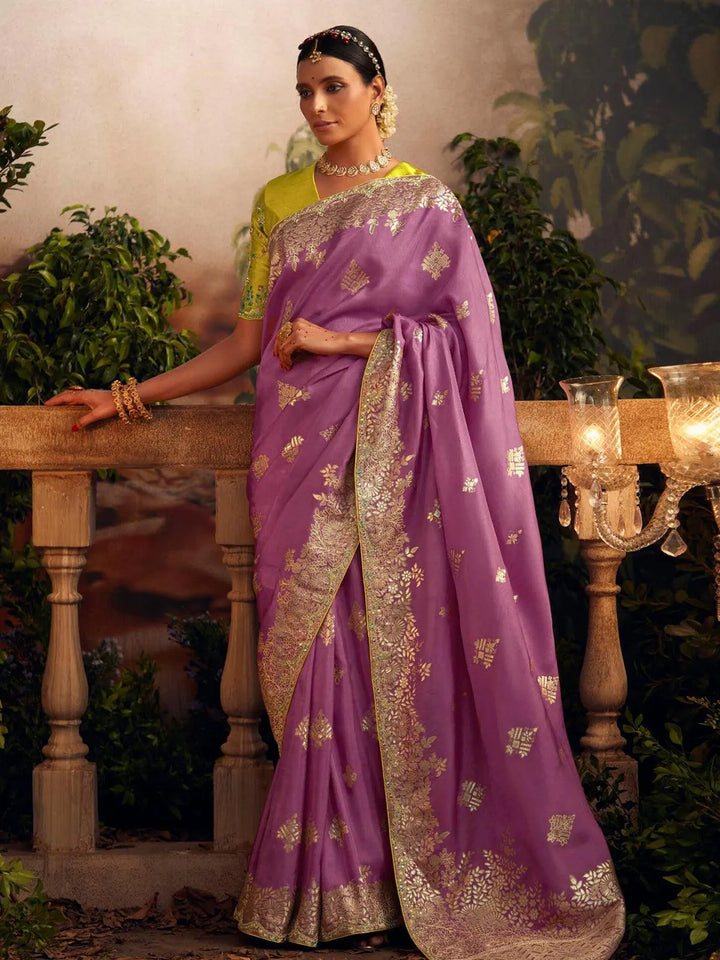 Wedding Designer Wear Pink Art Silk Zari Work Saree - VJV Now