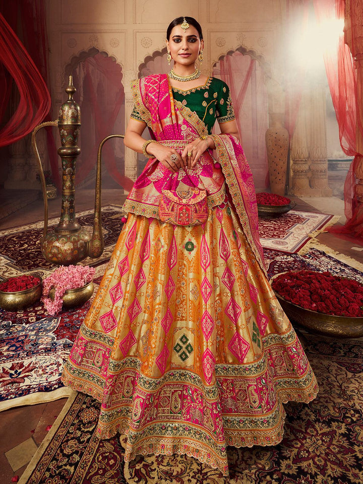 Wedding Wear Golden Sequins Embroidered Silk Bridal Lehenga Choli - VJV Now
