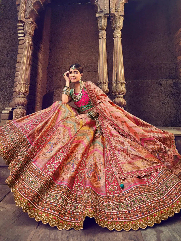 Wedding Wear Multi Color Embroidery With Sequins Umbrella Lehenga choli - VJV Now