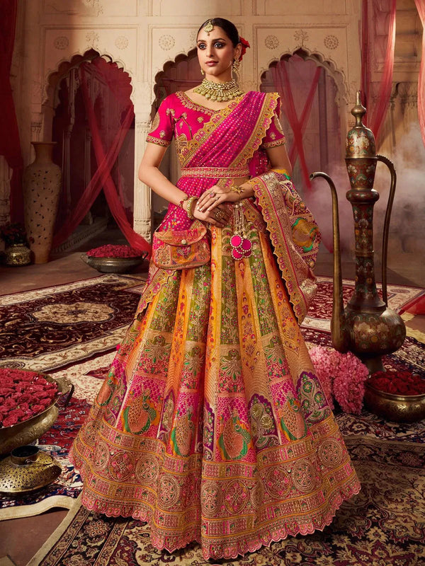 Wedding Wear Multi Color Sequins Embroidered Silk Bridal Lehenga Choli - VJV Now