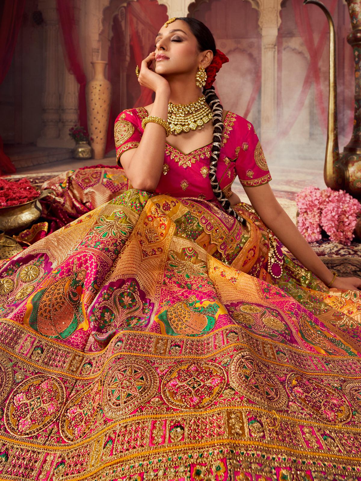 Designer A Line Multi Color Lehenga Choli For Wedding