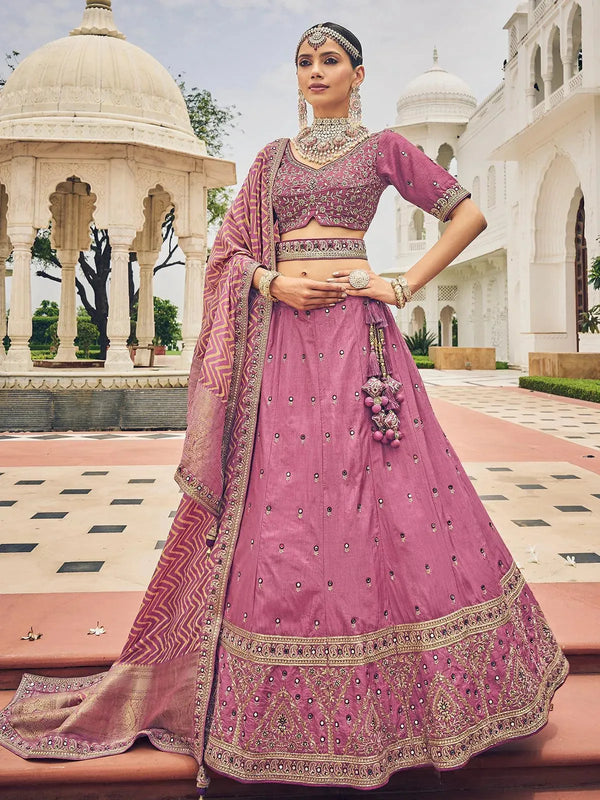 Wedding Wear Peach Georgette Embroidered Umbrella Lehenga Choli - VJV Now