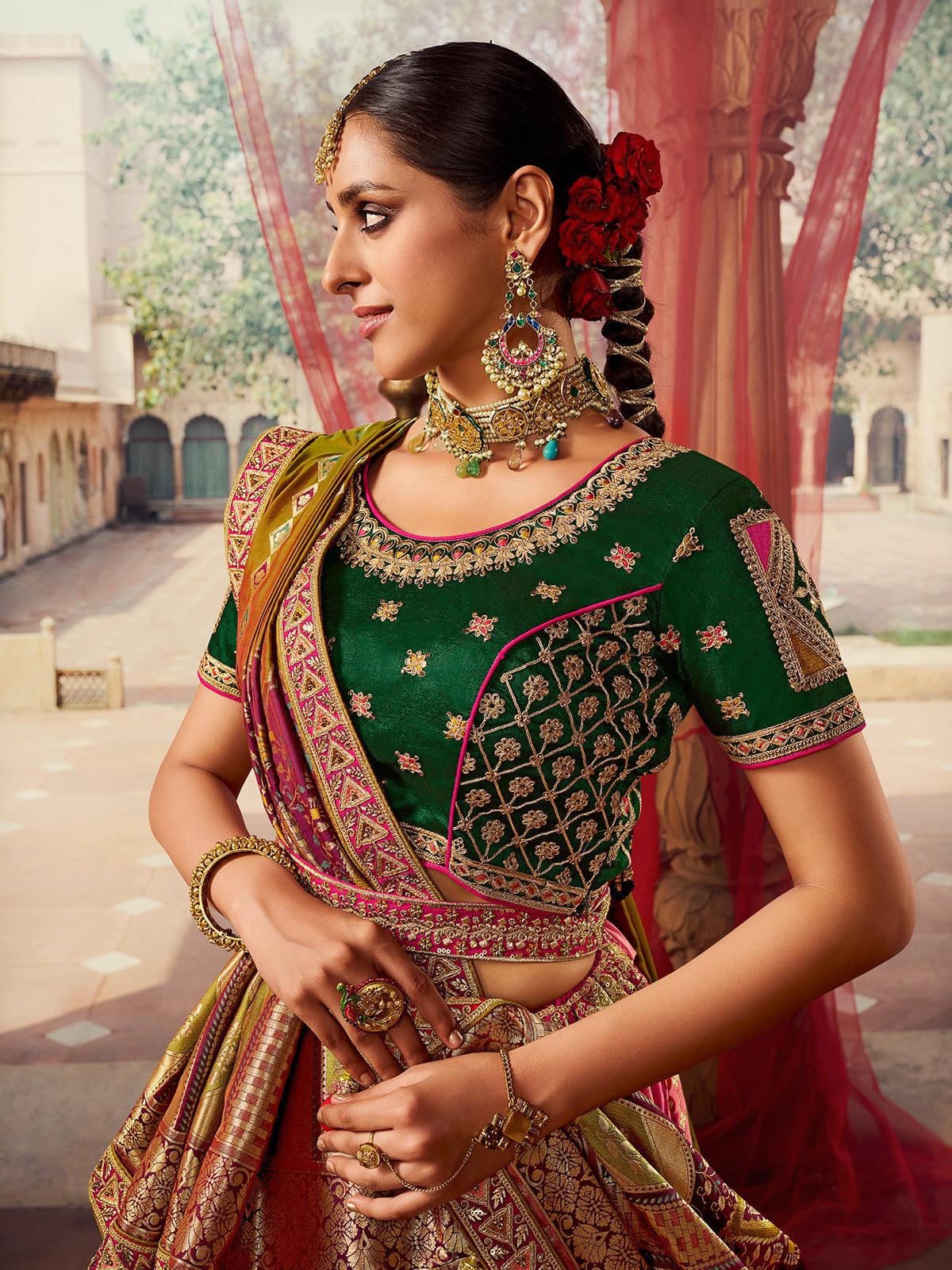 Lehenga Choli Bridal Red & Peach Heavy Embroidered Ghagra Choli Bridal –  Lady India