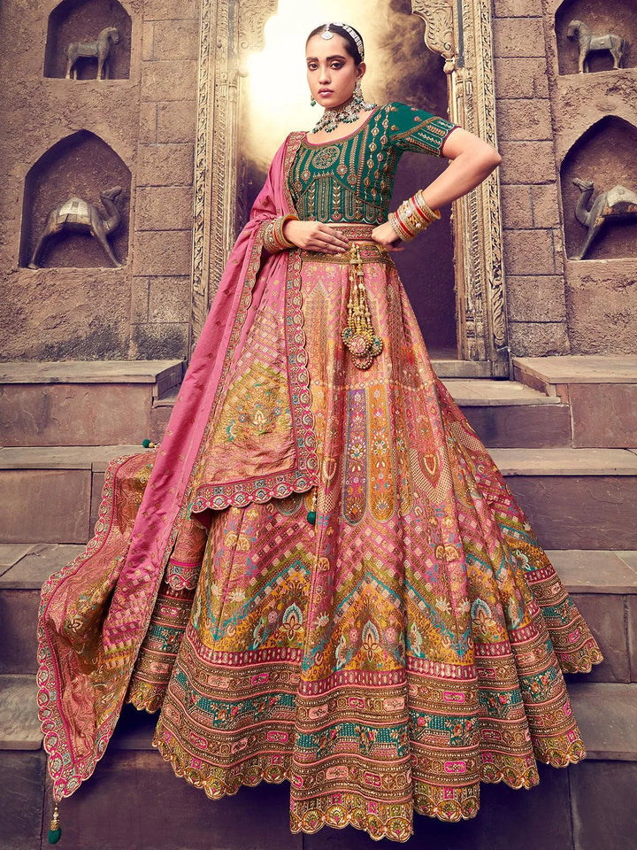 Wedding Wear Pink Embroidery With Sequins Umbrella Lehenga choli - VJV Now