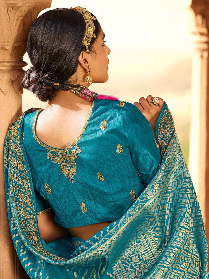 Wedding Wear Sea Green Banarasi Silk Saree - VJV Now