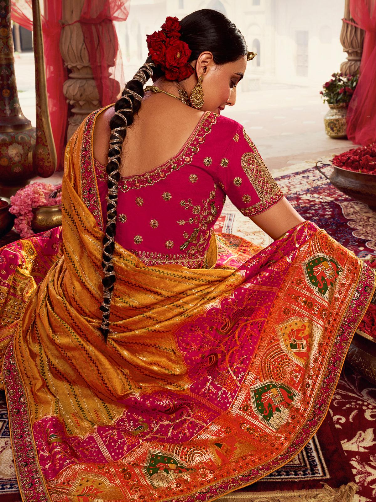 Yellow Silk Bridal Lehenga Choli With Heavy Thread Embroidery And Stone  Work 902
