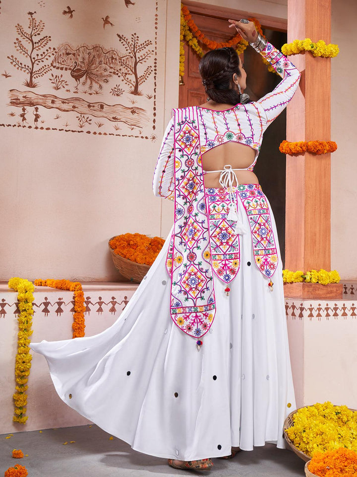 White Beautiful Embroidered Work Designer Navratri Lehenga Choli - VJV Now