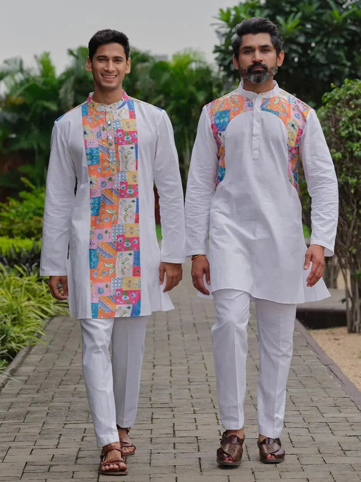 White Color Cotton fabric Digital Printed Embroidery work kurta Set for ...