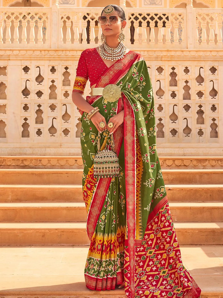 Women's Silk Blend Green Embellished Designer Saree - VJV Now